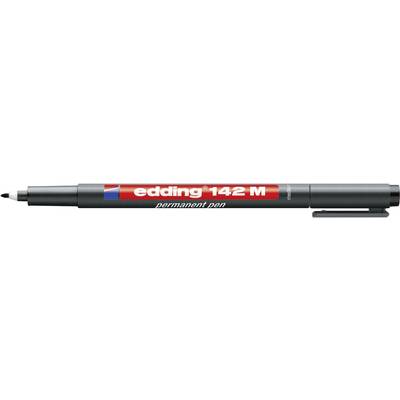 Ein schwarzer Permanentmarker der Marke edding 142 M mit rotem Etikett.