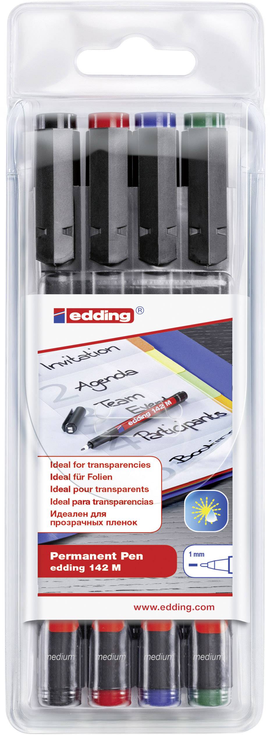 edding 142 M Permanenter Folienschreiber 4er-Set sortiert-0