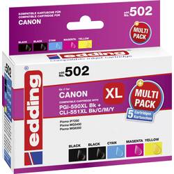 Image of Edding Tinte ersetzt Canon PGI-550PGBK XL, CLI-551 C,M,Y XL Kompatibel Kombi-Pack Schwarz, Cyan, Magenta, Gelb edding