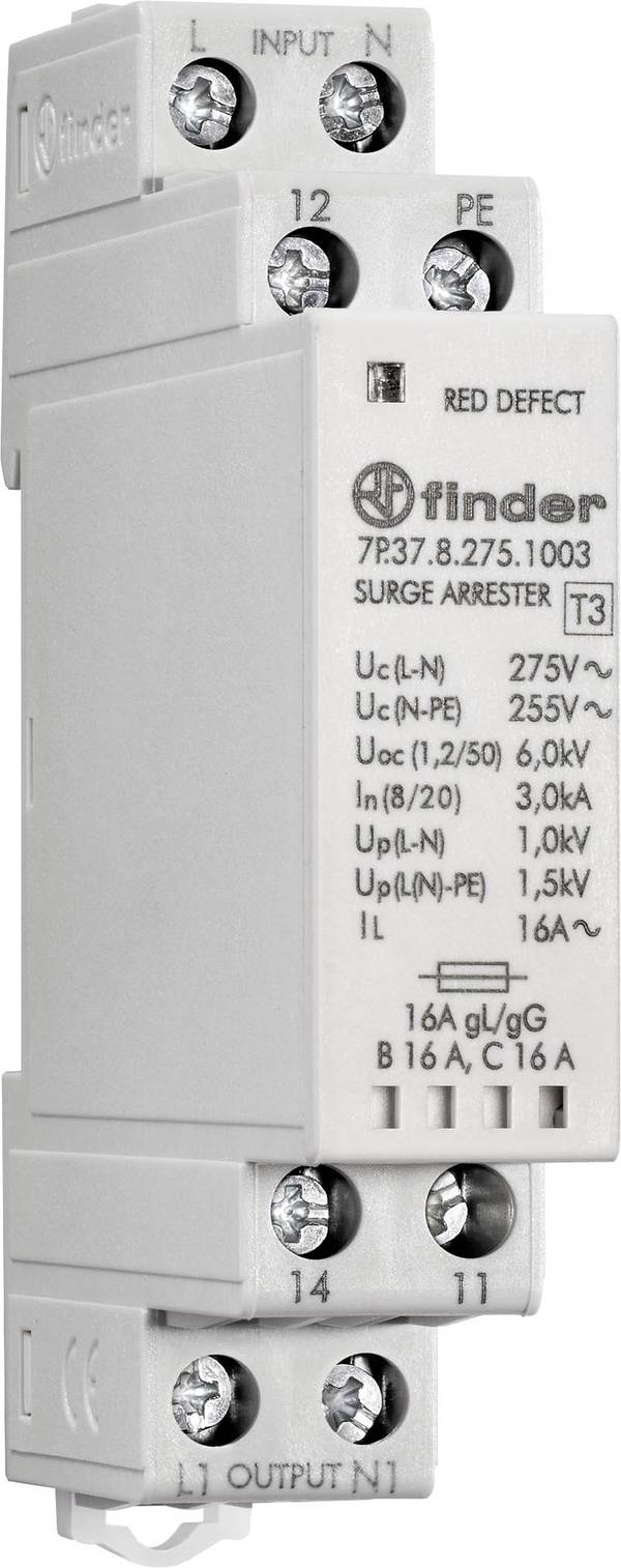 Finder 7P.37.8.275.1003 7P.37.8.275.1003 Überspannungsableiter Überspannungsschutz für: Verteilerschrank 3 kA 1 St.