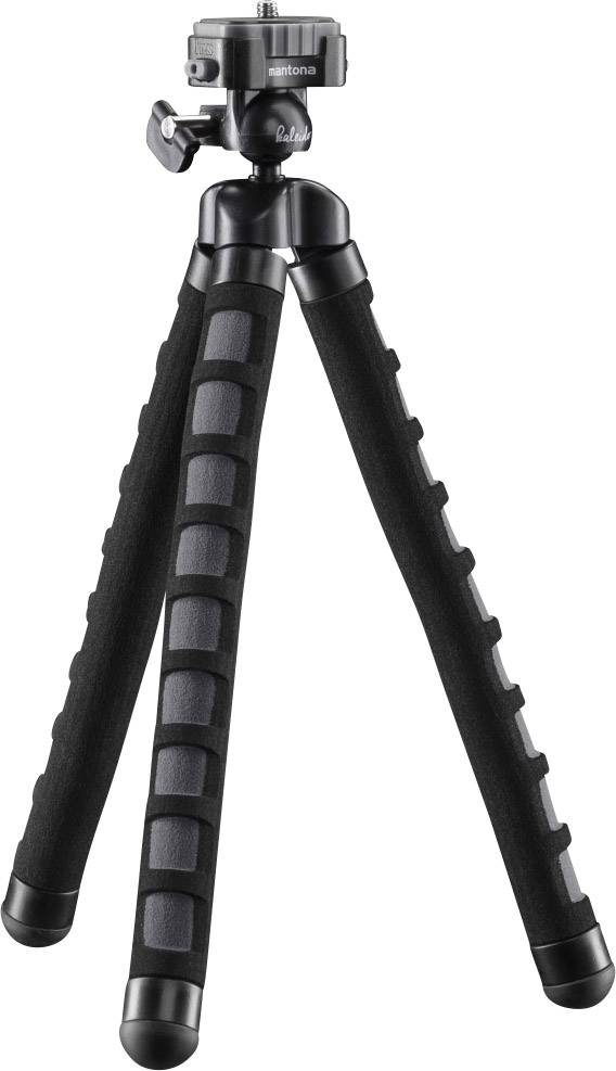 Mantona Flex Spezialstativ 1/4 Zoll Arbeitshöhe=10 - 27 cm Grau Für Smartphones und GoPro