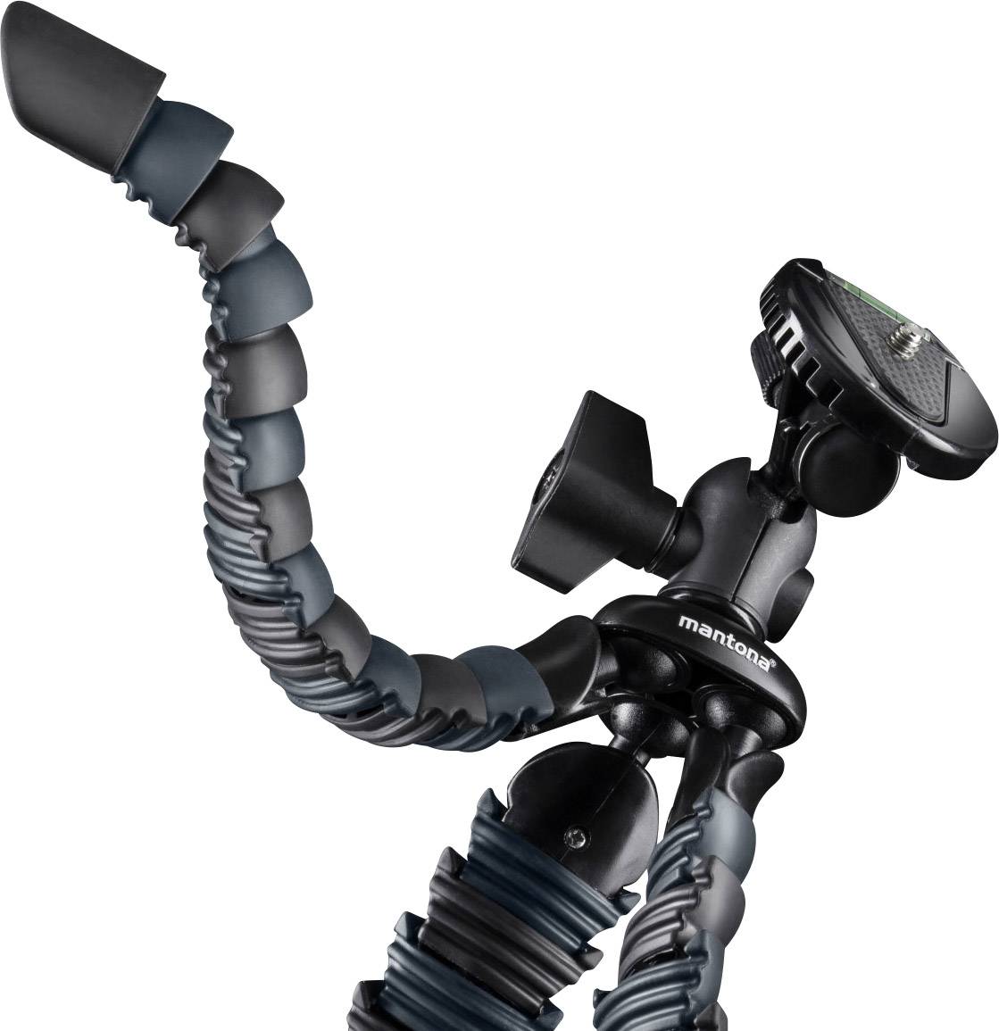 Mantona Armadillo Spezialstativ 1/4 Zoll Arbeitshöhe=12.5 - 28 cm Schwarz, Grau Für Smartphones und GoPro, Wasserwaage-1