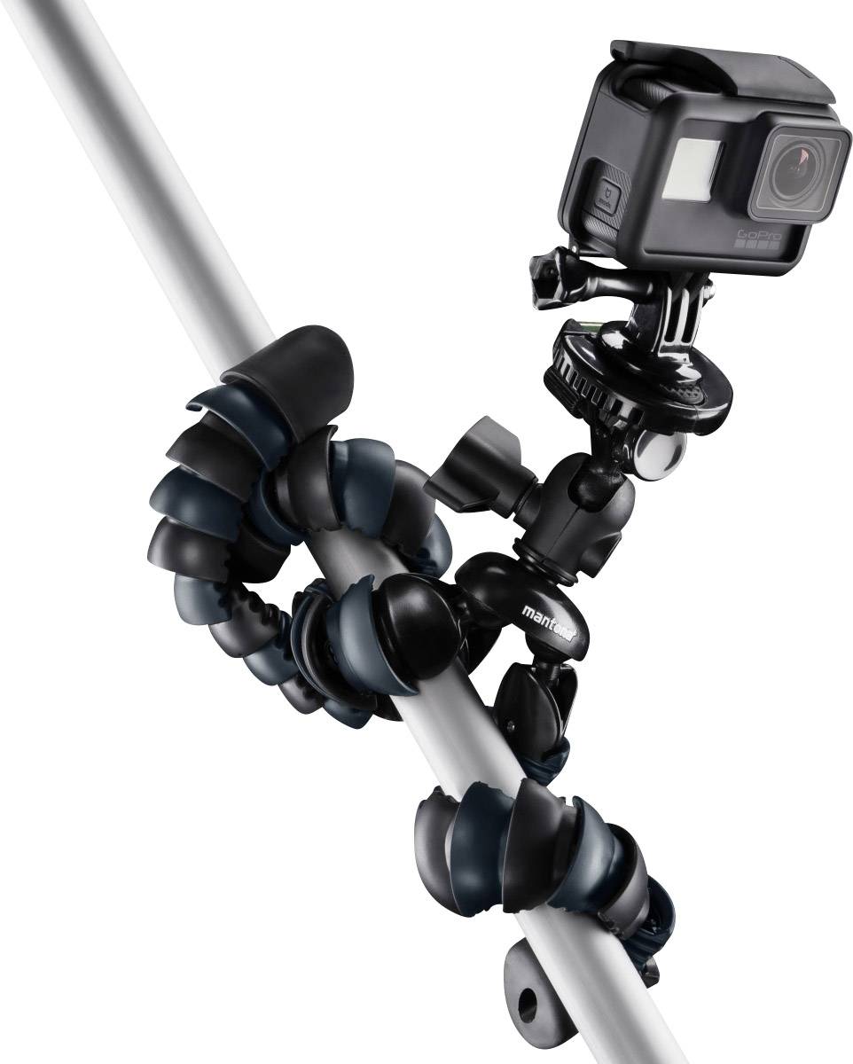 Mantona Armadillo Spezialstativ 1/4 Zoll Arbeitshöhe=12.5 - 28 cm Schwarz, Grau Für Smartphones und GoPro, Wasserwaage-2