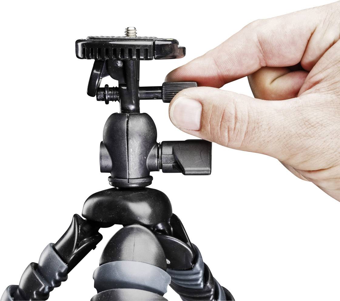 Mantona Armadillo Spezialstativ 1/4 Zoll Arbeitshöhe=12.5 - 28 cm Schwarz, Grau Für Smartphones und GoPro, Wasserwaage-4
