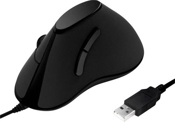 LogiLink ID0158  Ergonomische Maus USB   Optisch Schwarz 5 Tasten 1000 dpi Ergonomisch