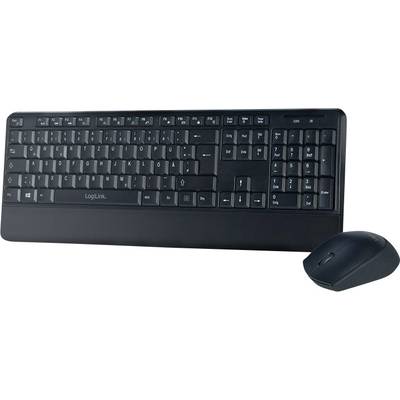 LogiLink ID0161 Funk Tastatur, Maus-Set Deutsch, QWERTZ Schwarz