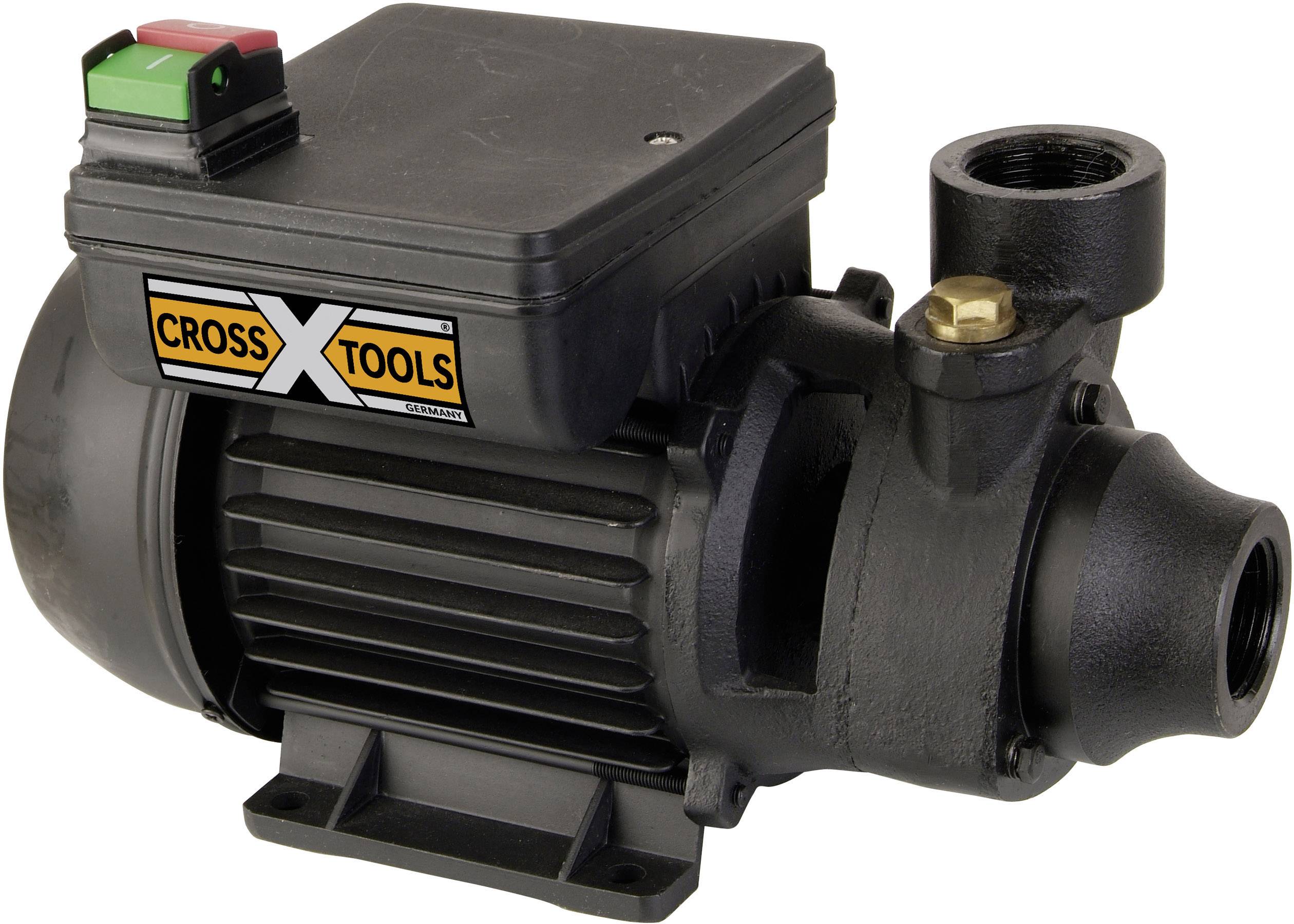 Elektrische Wasserpumpe von Cross Tools, schwarz, mit rotem und grünem Schalter, verwendet zur Förderung von Wasser in Systemen.