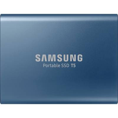 Externe Samsung SSD T5 in blau, kompakt, tragbar.