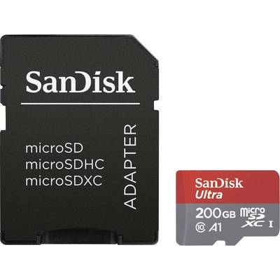 SanDisk Ultra® microSDXC-Karte  200 GB Class 10, UHS-I A1-Leistungsstandard, inkl. Android-Software, inkl. SD-Adapter