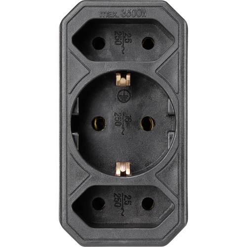 Basetech 1595908 1 Stück Steckdosen-Verteiler Schwarz