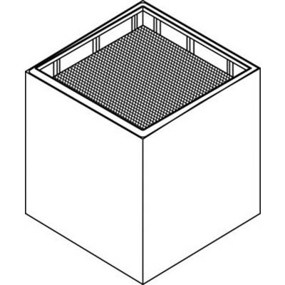 Ein einfaches, dreidimensionales Würfelgitter mit einer geöffneten, karierten Oberseite, zur Veranschaulichung eines Volumens.