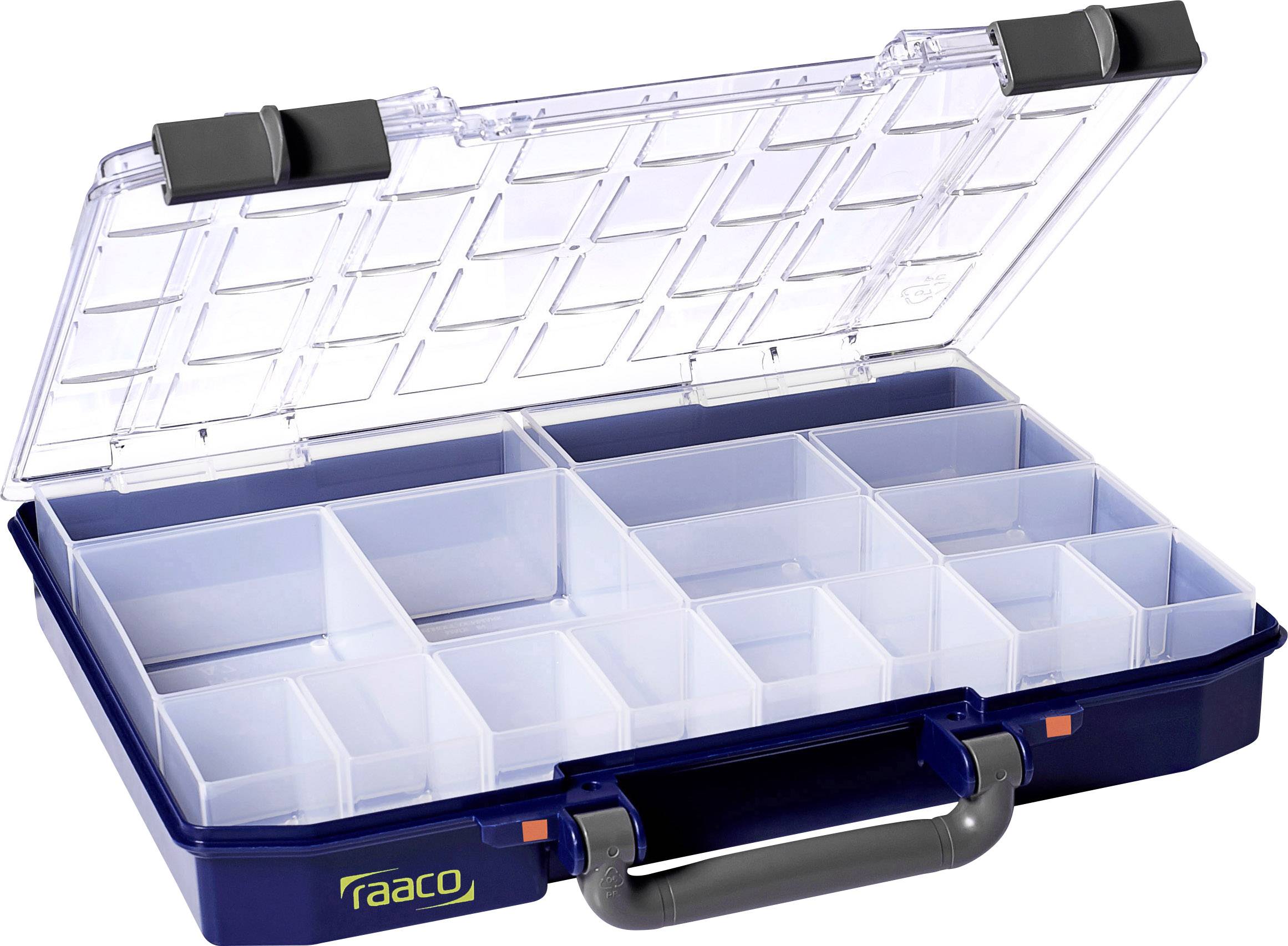 raaco CarryLite 55 4x8-16 Sortimentskoffer (L x B x H) 337 x 278 x 57 mm Anzahl Fächer: 16 Inhalt 1 St.