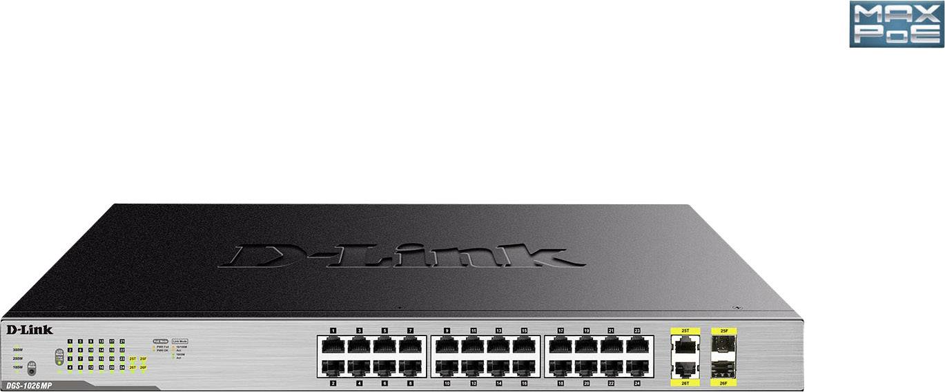 D-Link DGS-1026MP 26-Port Layer2 PoE+ Gigabit Switch Netzwerk Switch 26 Port-0