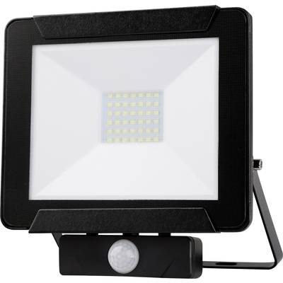 LED-Flutlicht mit Sensor, rechteckiges Gehäuse, ideal für Außenbeleuchtung; automatische Aktivierung bei Bewegung.