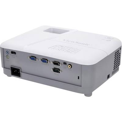 Ein Beamer mit Anschlüssen für HDMI, VGA, USB, und Audio. Ideal zur Verbindung mit Computern und anderen Mediengeräten.