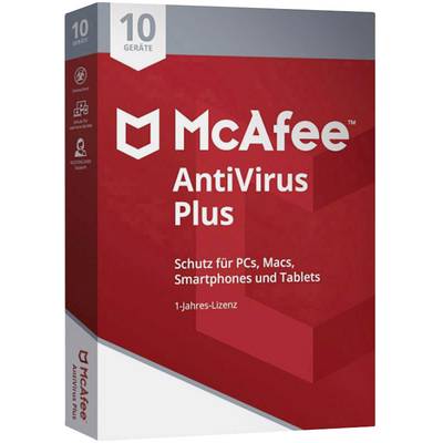 McAfee AntiVirus Plus 10 Device Vollversion, 10 Lizenzen Windows, Mac, Android, iOS Antivirus