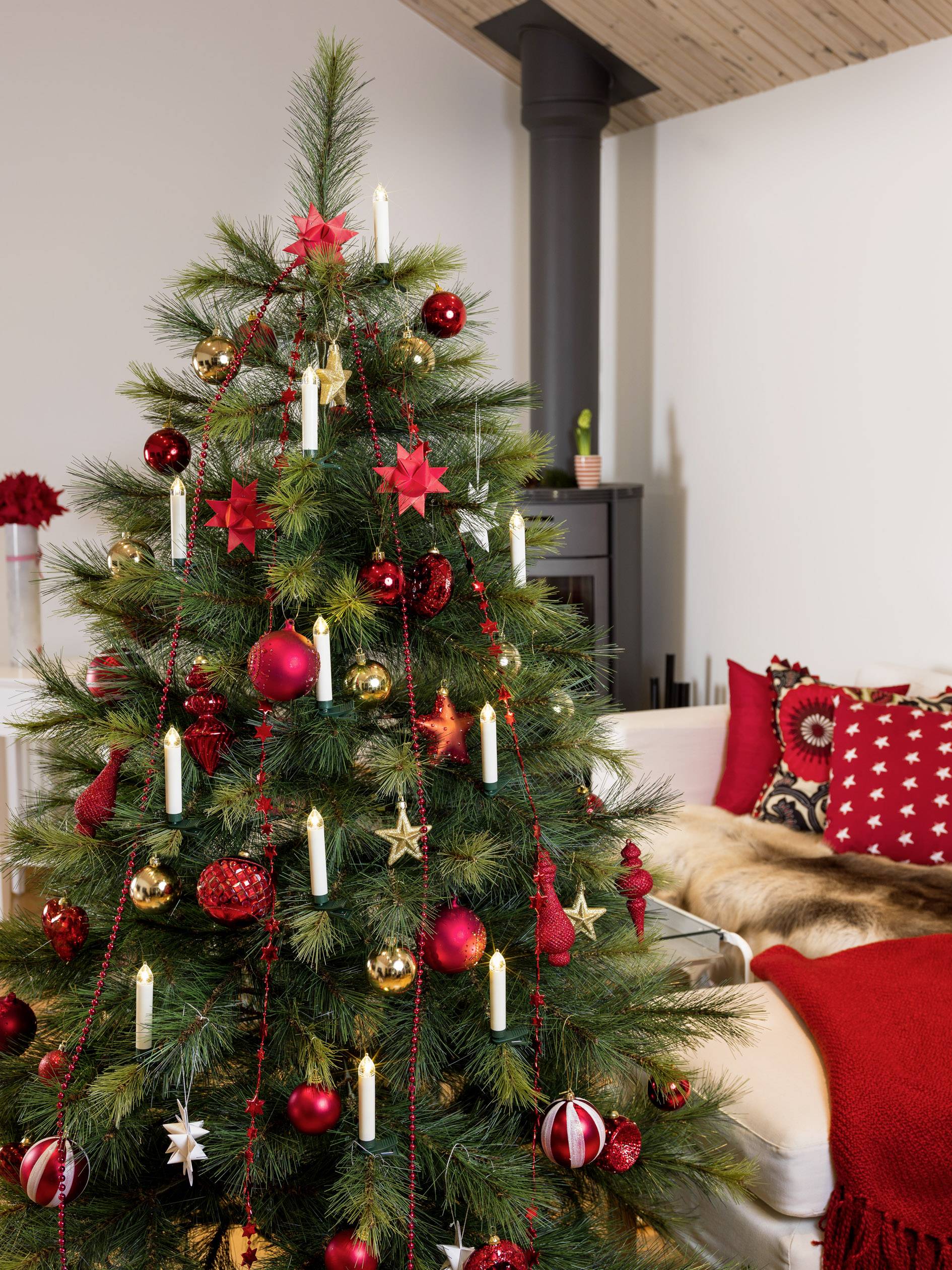 Konstsmide Weihnachtsbaum-Beleuchtung – 12 LED, Batteriebetrieben, Mit Fernbedienung Und Flackereffekt, Ideal Für Innen