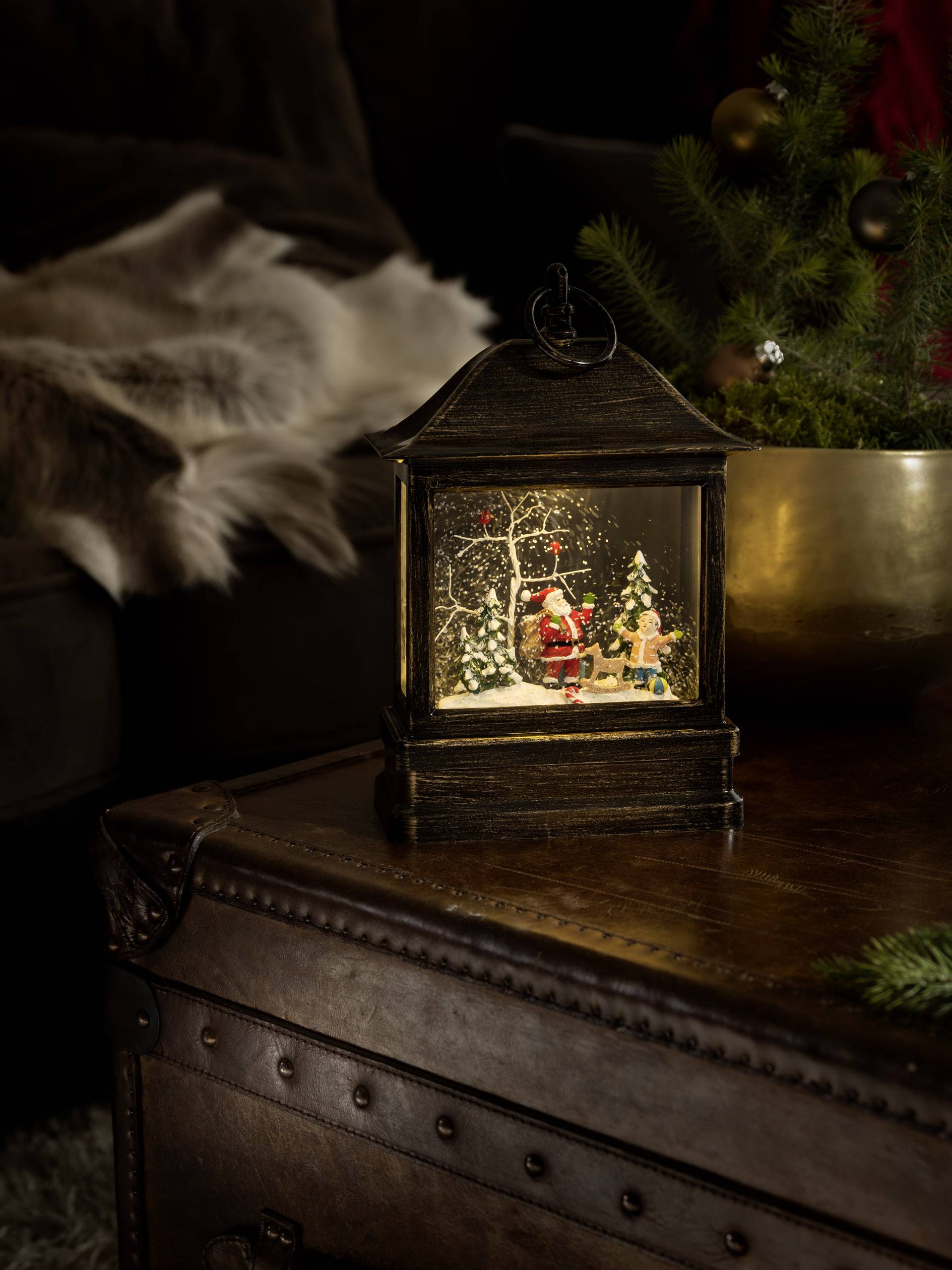 mit gef Wasser Konstsmide wählbare Schweiz – Kind Warmweiß Weihnachtsmann mit Messing LED LED-Laterne Electronic 2886-000 Energieversorgung, Conrad