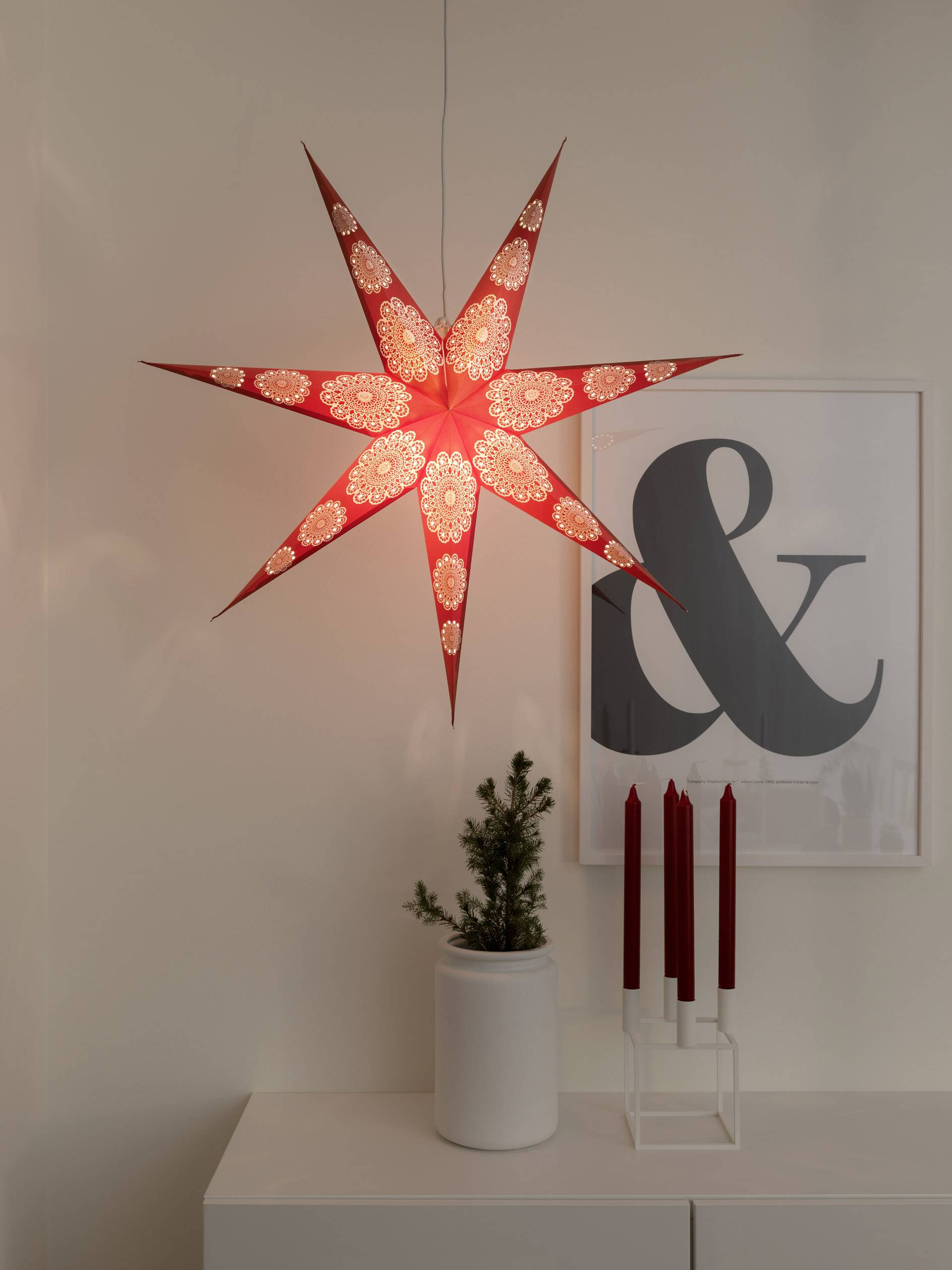 KONSTSMIDE 2920-520 Weihnachtsstern Glühlampe, LED Rot, Weiß mit Ständer