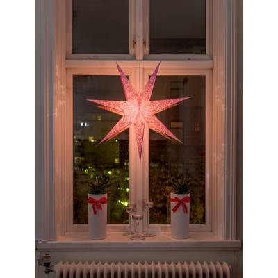 Konstsmide 2982-134 Weihnachtsstern   Glühlampe, LED Pink  bestickt, mit ausgestanzten Motiven, mit Schalter