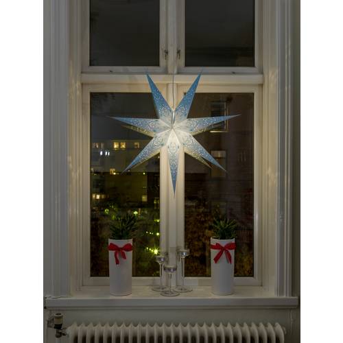 Konstsmide 2982-400 Weihnachtsstern Glühlampe, LED Blau bestickt, mit ausgestanzten Motiven, mit Schalter