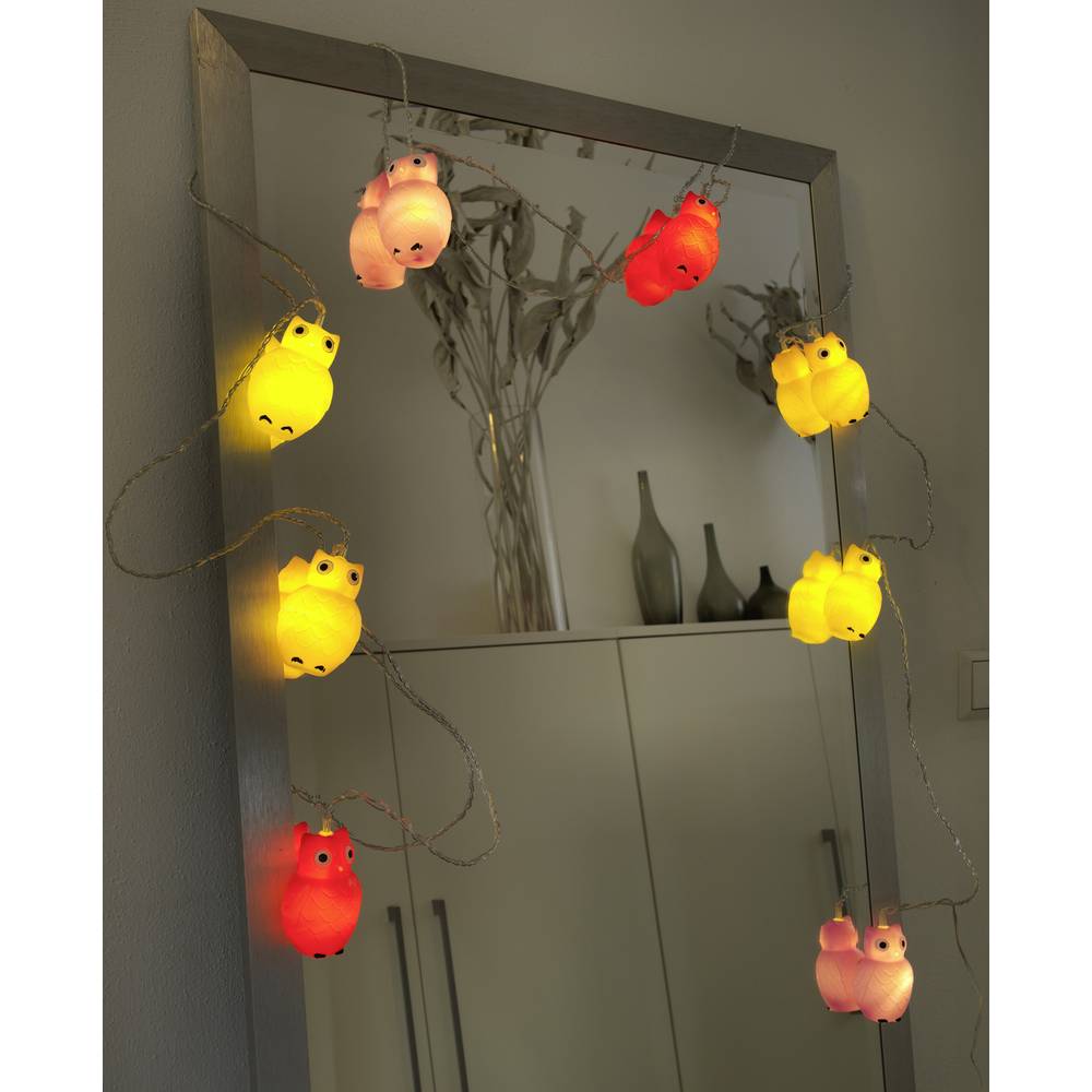 LED Decoratieve lichtsnoer, multicolor kunststof uilen, 1477-503
