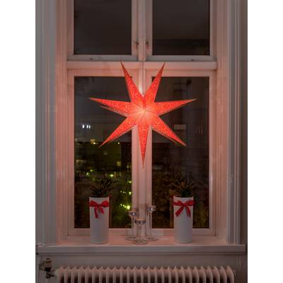 Konstsmide 2982-185 Weihnachtsstern   Glühlampe, LED Orange  bestickt, mit ausgestanzten Motiven, mit Schalter