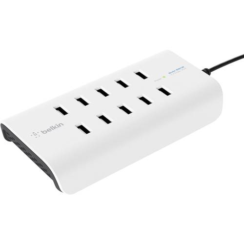 Belkin RockStar USB Ladestation 120 W 10x USB-A Weiß, Schwarz Innenbereich