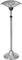 Stehender Heizstrahler aus Edelstahl, mit rundem Reflektor oben und stabiler Basis. Ideal für Außenbereiche zur Wärmespende.