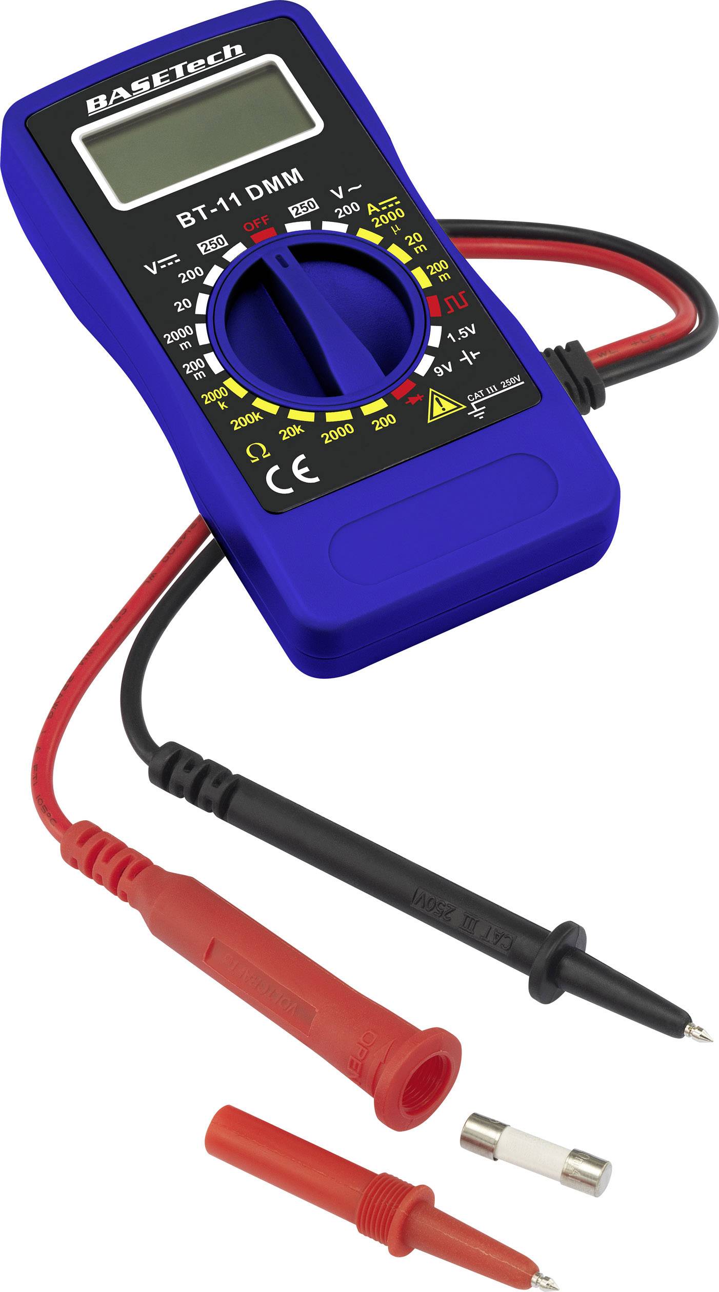 Basetech BT-11 Hand-Multimeter digital CAT III 250 V Anzeige (Counts): 2000-2
