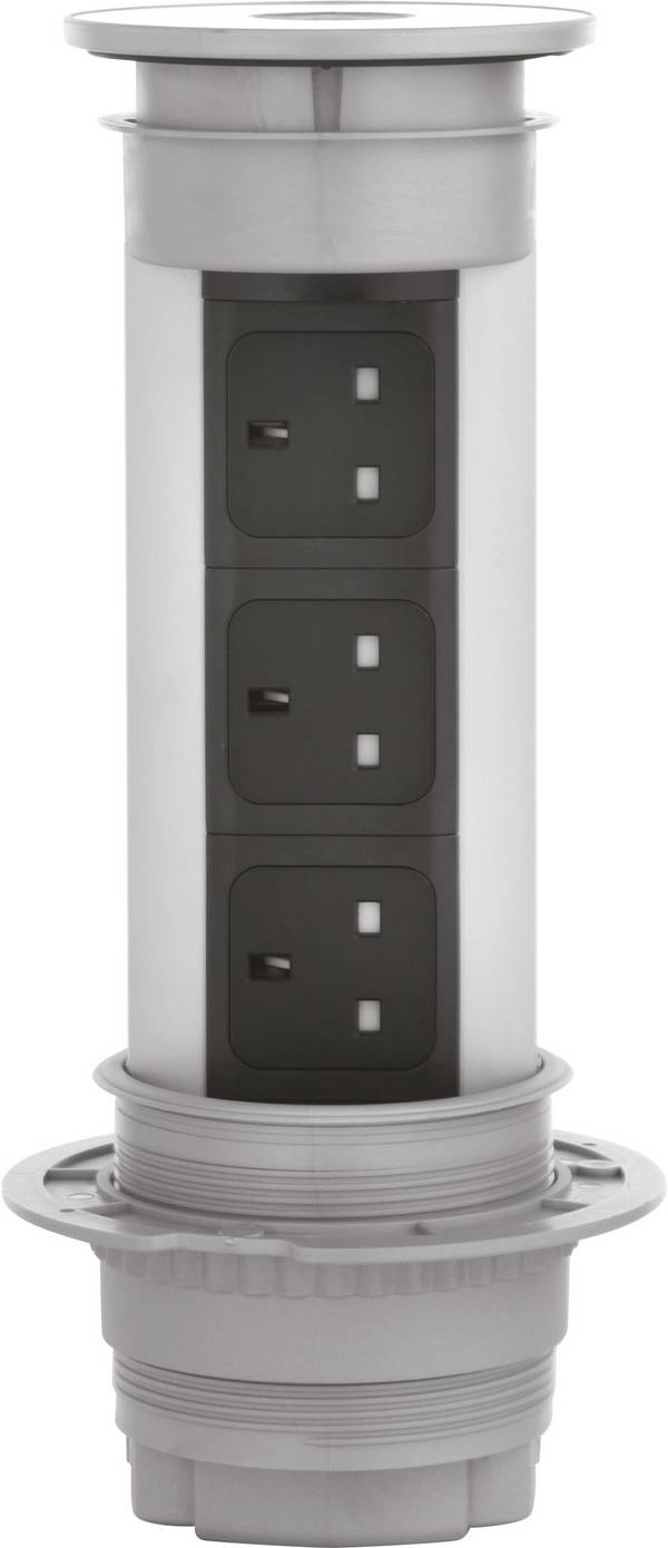 Kopp 939610019 Einbau-Steckdosenleiste 3fach Aluminium (eloxiert) Schutzkontakt 1 St.