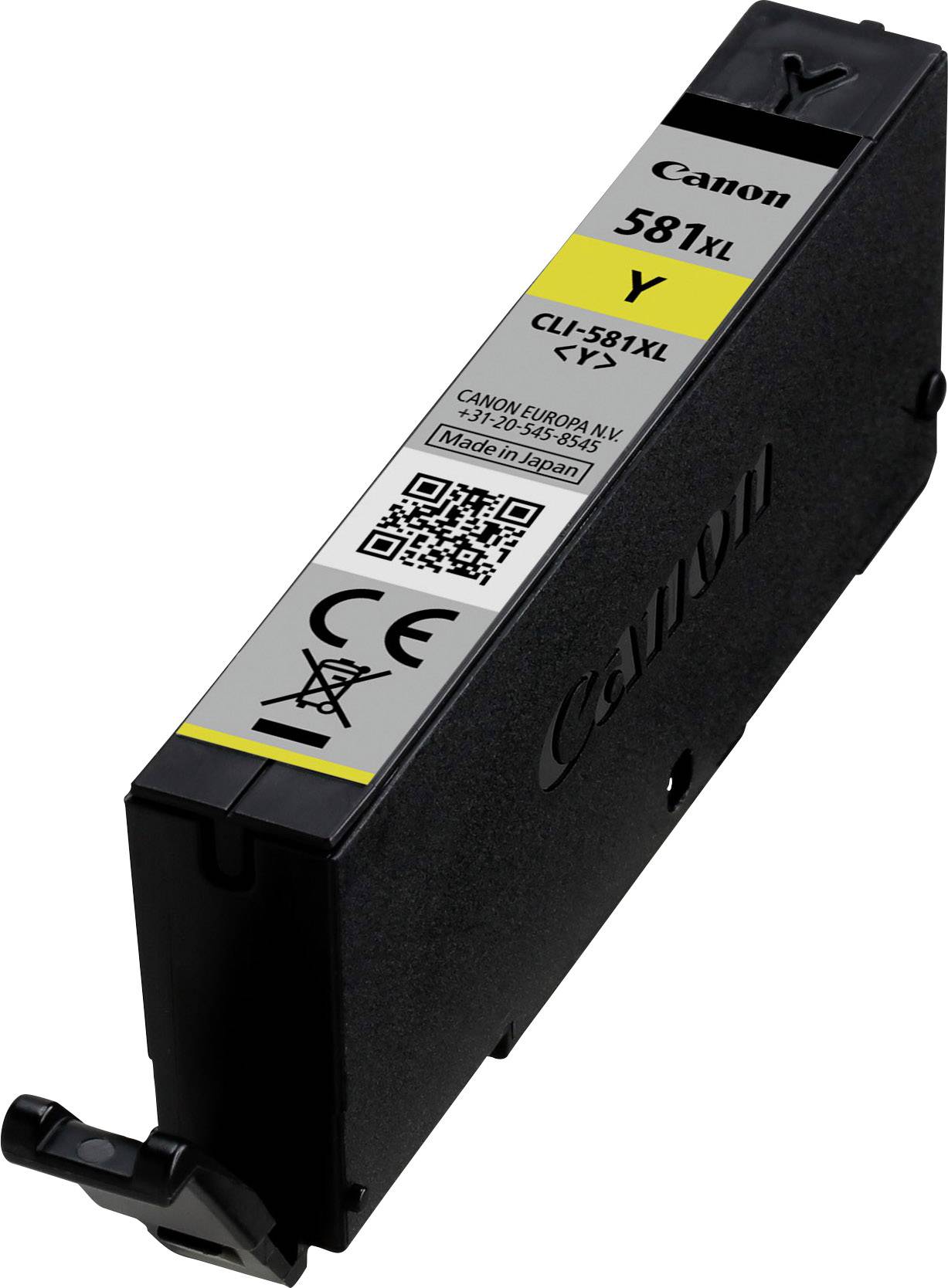 Canon Tintenpatrone 581XL in Gelb, mit QR-Code, Kapazität für viele Ausdrucke, geeignet für verschiedene Canon-Druckermodelle.