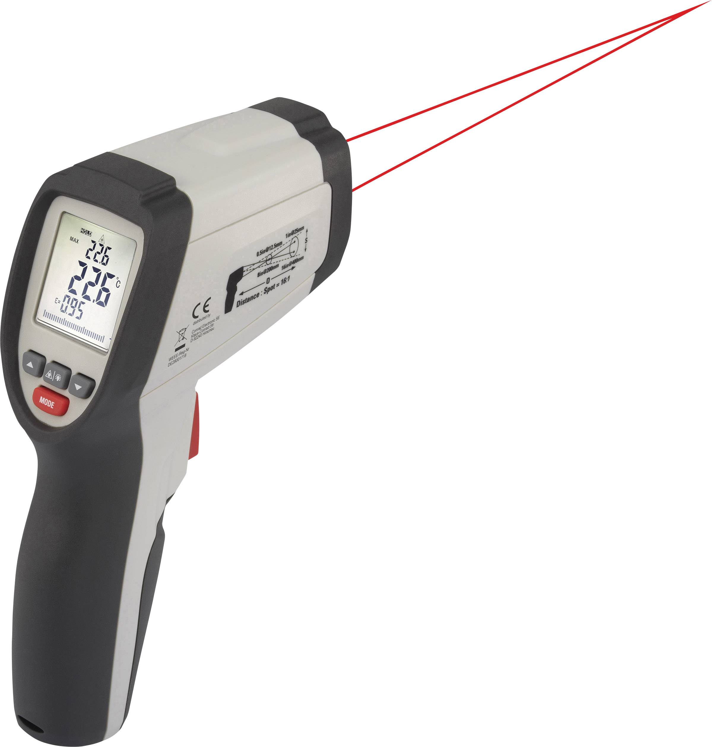 VOLTCRAFT IR 650-16D Infrarot-Thermometer Optik 16:1 -40 bis 650 °C