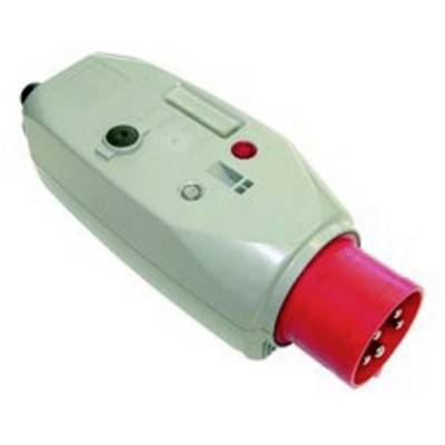 Ein grauer elektrischer Adapter mit rotem Stecker, geeignet für industrielle Anwendungen.