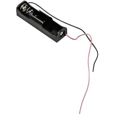 Einhalter für eine AA-Batterie mit zwei angeschlossenen roten und schwarzen Drähten.