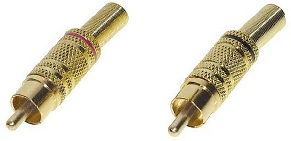 TRU COMPONENTS 1601054 Cinch-Steckverbinder Stecker, gerade Polzahl: 2 Mono Rot, Schwarz 2 St.