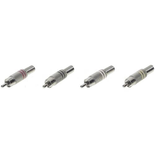 Thumbnail - TRU COMPONENTS 1601058 Cinch-Steckverbinder Stecker, gerade Polzahl: 2 Mono Rot, Schwarz, Gelb, Weiß 4 St.