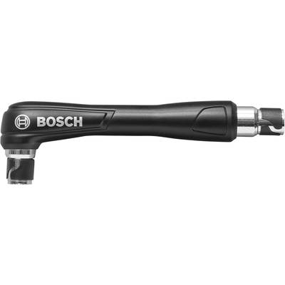 Winkelaufsatz von Bosch, schwarz, mit silbernen Details. Hauptsächlich zum Schrauben an schwer zugänglichen Stellen verwendet.