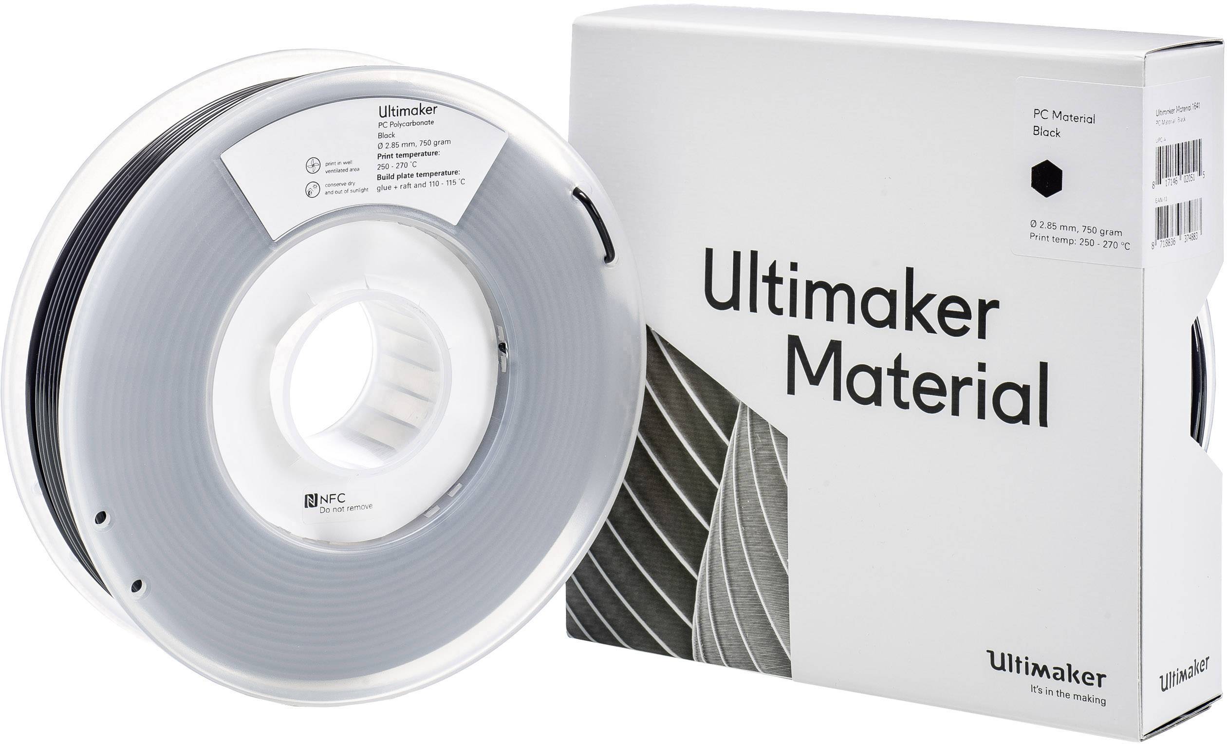 ULTIMAKER B.V. UltiMaker PCA - M3577 Black 750 - 212674 Filament PC (Polycarbonat) 2.85 mm 750 g Sch