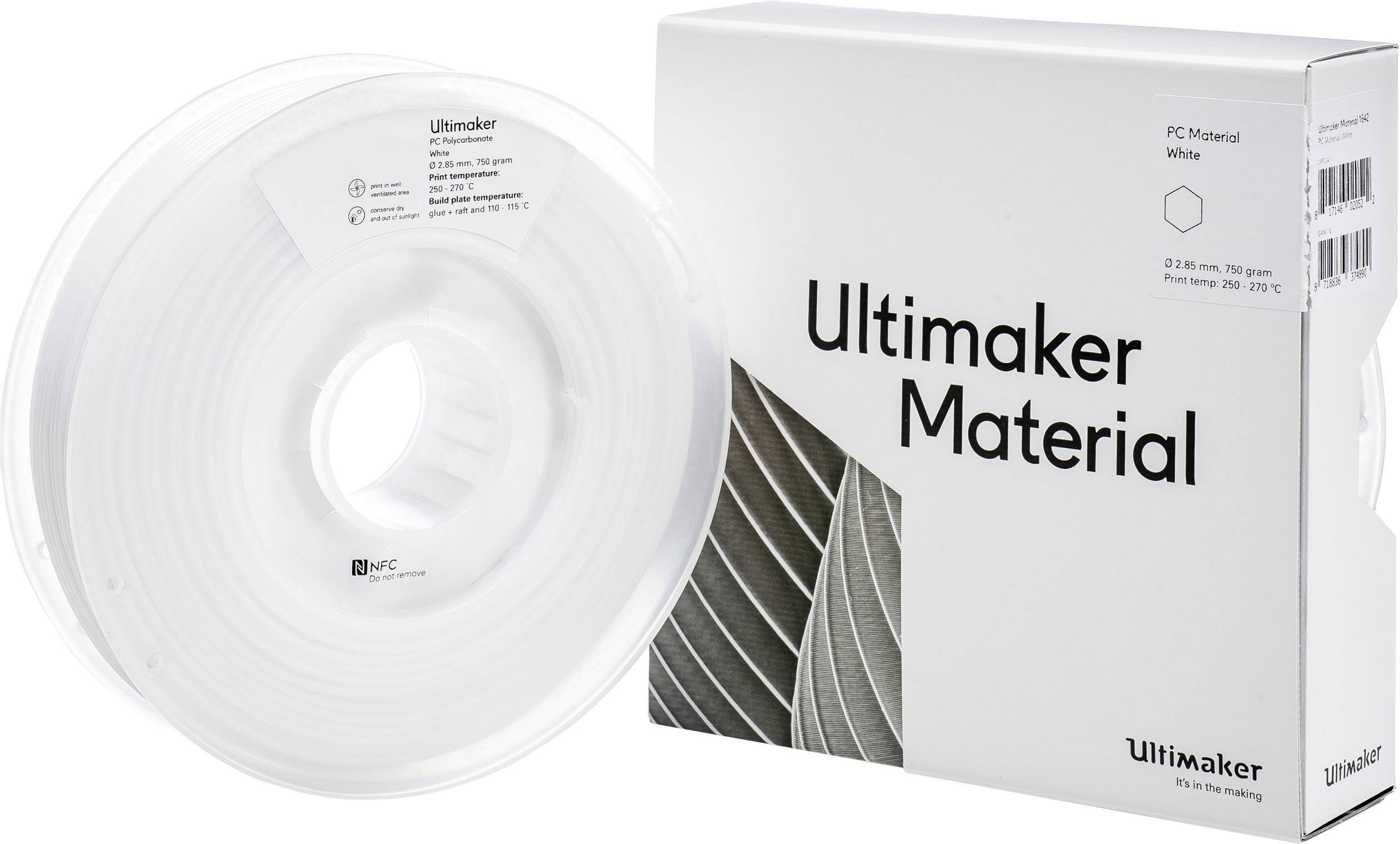 ULTIMAKER B.V. UltiMaker PCA - M3577 White 750 - 212674 Filament PC (Polycarbonat) 2.85 mm 750 g Wei