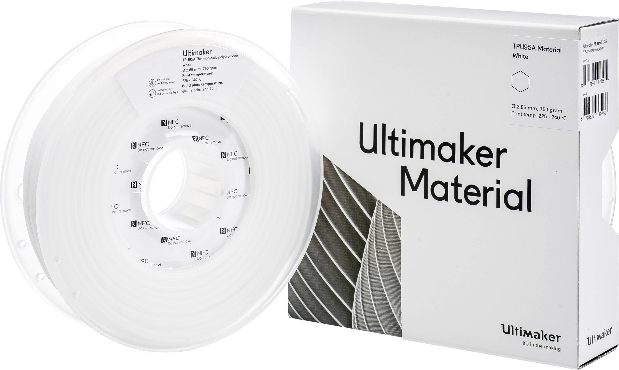 ULTIMAKER B.V. TPU - M0369 White 750 - 215194 Filament semiflexibel 2.85 mm 750 g Weiß