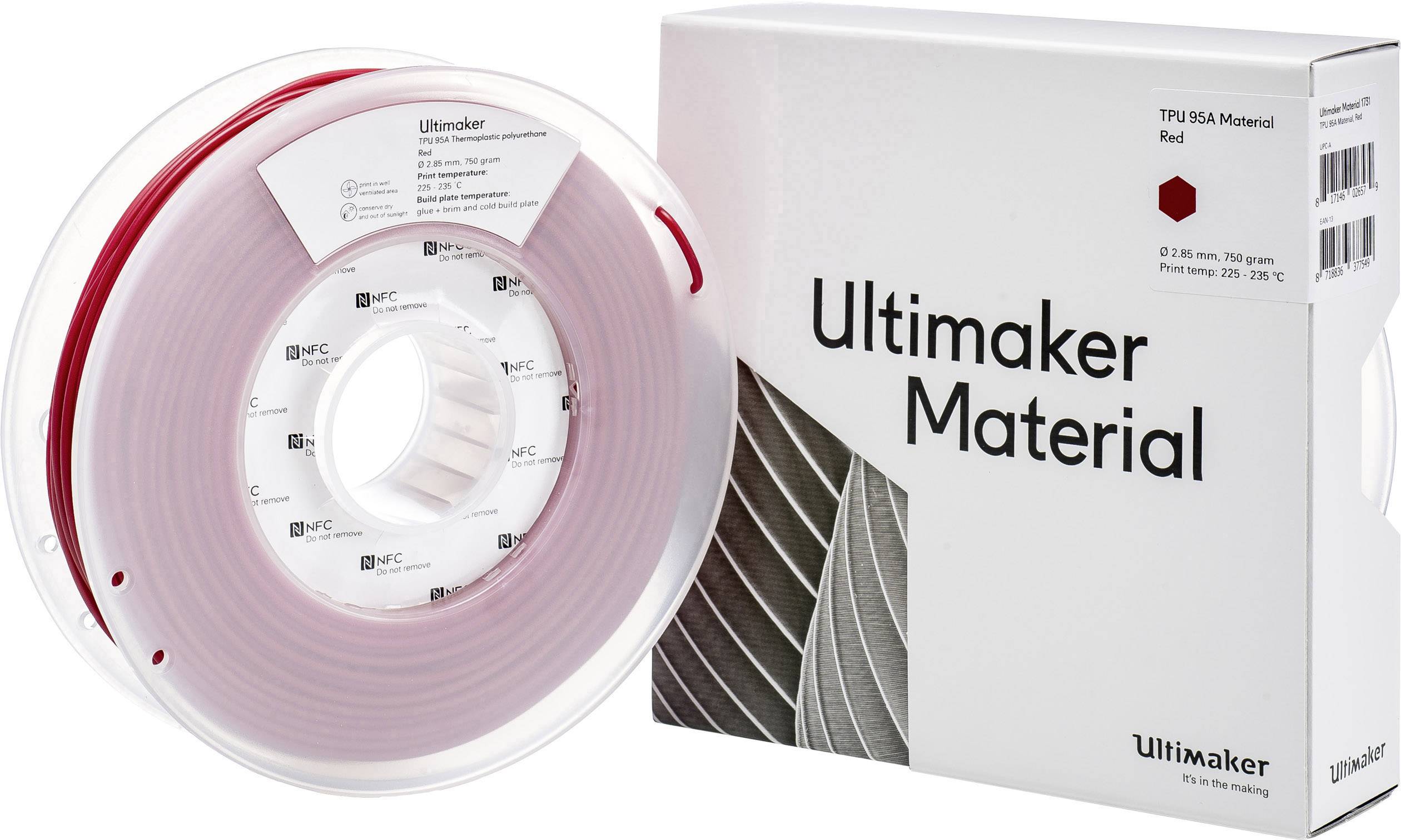 ULTIMAKER B.V. TPU - M0369 Red 750 - 215194 Filament semiflexibel 2.85 mm 750 g Rot