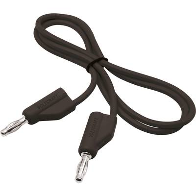 Ein schwarzes Kabel mit zwei Bananensteckern an den Enden. Ideal zum Verbinden von elektronischen Geräten oder Messgeräten.