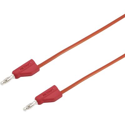 Zwei rote Messeleitungen mit Bananensteckern von VOLTCRAFT, passend für elektronische Prüfgeräte.