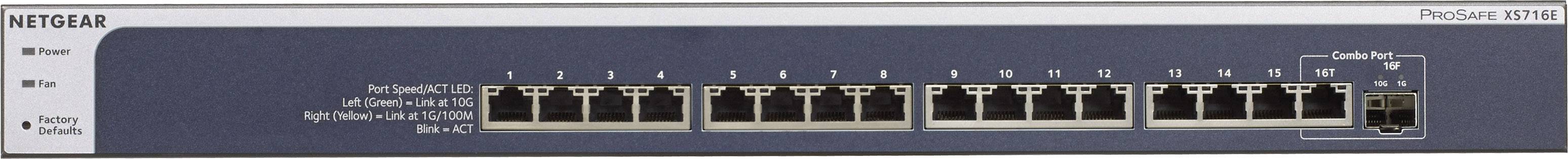 NETGEAR Plus XS716E - Switch - managed - 16 x 10GBase-T + 1 x 10 Gigabit SFP+, gemeinsam genutzt - Desktop, an Rack mont-0
