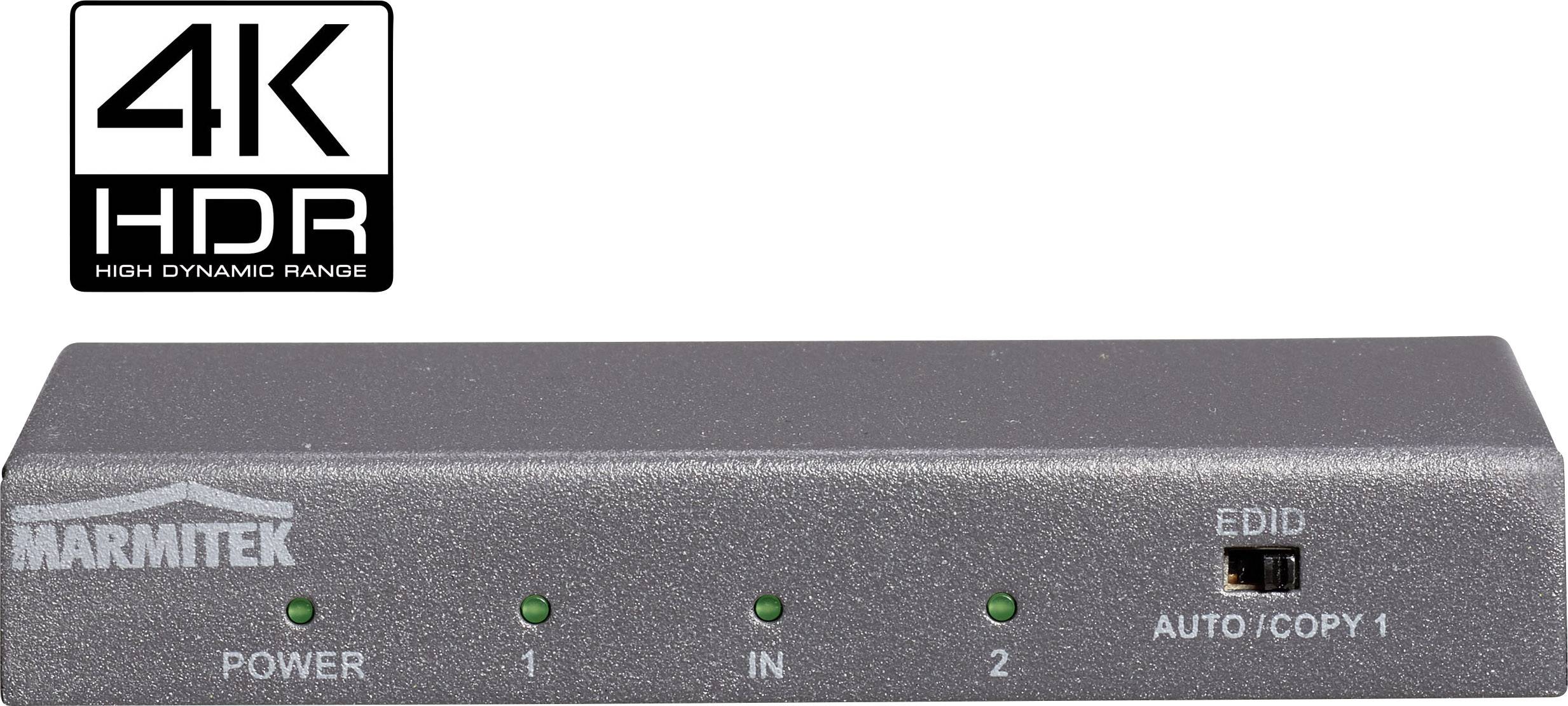 MARMITEK Split 612 UHD 2.0 2 Port HDMI-Splitter 3D-Wiedergabe möglich, Metallgehäuse