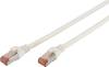 Digitus DK-1644-010/WH RJ45 Patchkabel CAT 6 S/FTP 1.00 m Weiß Flammwidrig, Folienschirm, Geflechtschirm, Geschirmt, Halogenfrei, Rund, verdrillte Paare 1 St.