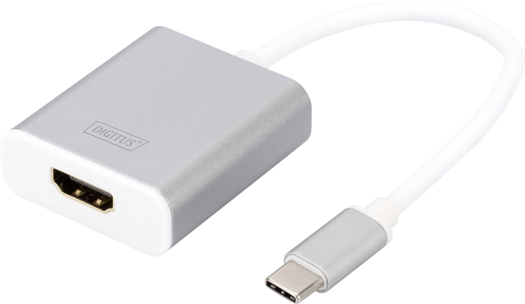 DIGITUS Grafik Adapter USB3.0 Typ C 4K HDMI Aluminium Gehäuse 20cm Kabel Chipset CSL-C-001 weiss