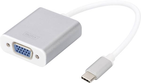 Digitus DA-70837 USB 3.2 Gen 1 (USB 3.0) / VGA Adapter [1x USB 3.2 Gen 1 Stecker C (USB 3.0) - 1x VGA-Buchse] Alusilber Geschirmt 20.00 cm