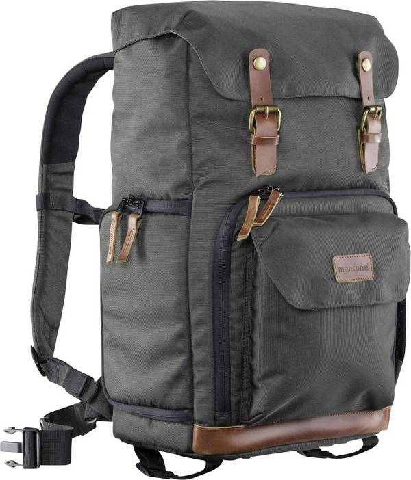 mantona Luis - Rucksack für Kamera - Nylon, Leder